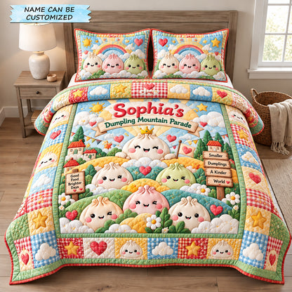 Dumpling Mountain Parade 3-Piece Quilted Bedding Set QTCUZ GFTOHNL4036