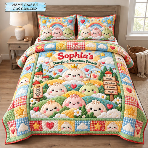 Dumpling Mountain Parade 3-Piece Quilted Bedding Set QTCUZ GFTOHNL4036