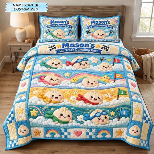 Dumpling Sky Race 3-Piece Quilted Bedding Set QTCUZ GFTOHNL4038