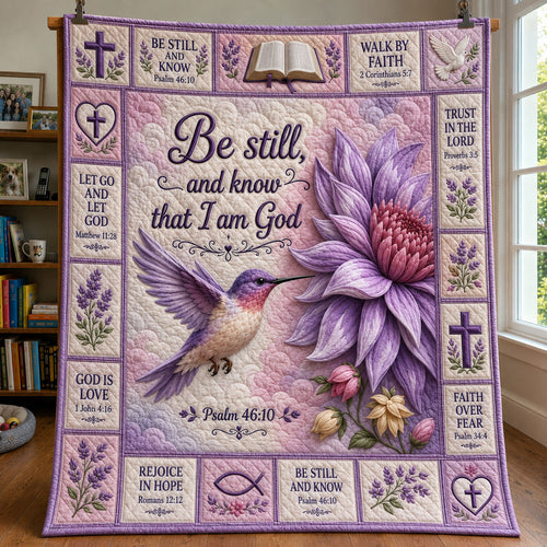 Lavender Psalm Hummingbird Quilted Blanket GFTOHNL404