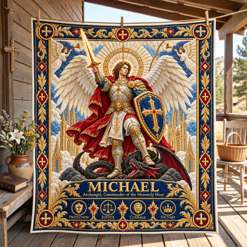 Saint Michael Heavenly Commander Quilted Blanket GFTOHNL4080