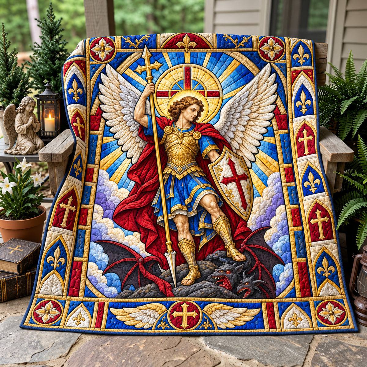 Saint Michael Guardian Of Heaven Quilted Blanket GFTOHNL4081