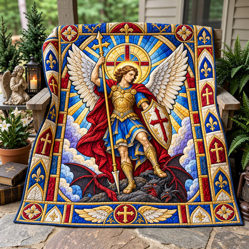 Saint Michael Guardian Of Heaven Quilted Blanket GFTOHNL4081