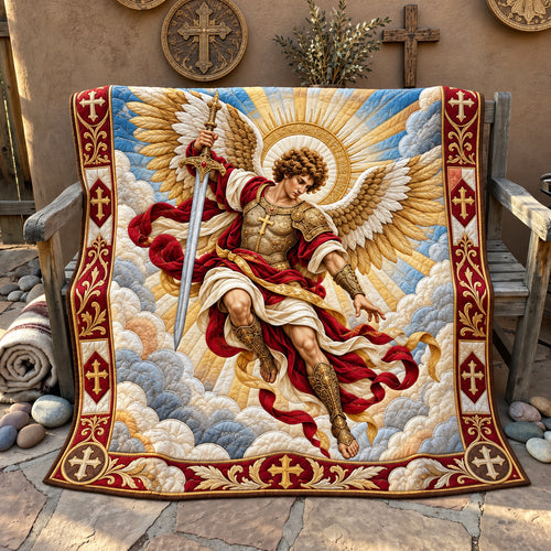 Saint Michael Divine Warrior Quilted Blanket GFTOHNL4082