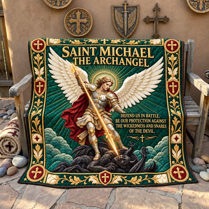 Saint Michael Battle Prayer Quilted Blanket GFTOHNL4085