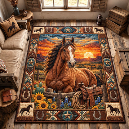 Western Sunset Horse Area Rug GFTOHNL4088