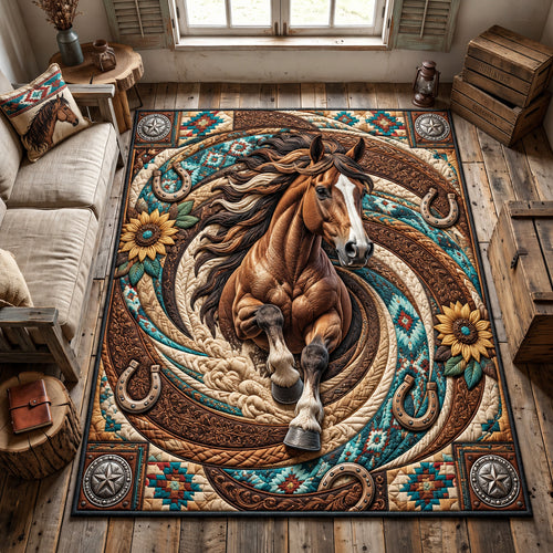 Western Horse Spiral Area Rug GFTOHNL4091