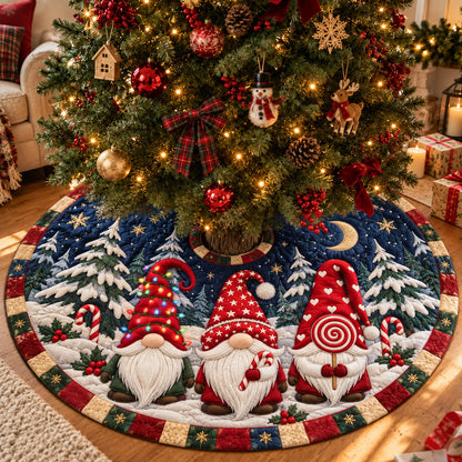 Christmas Gnome Candy Friends Quilted Tree Skirt GFTOHNL4133