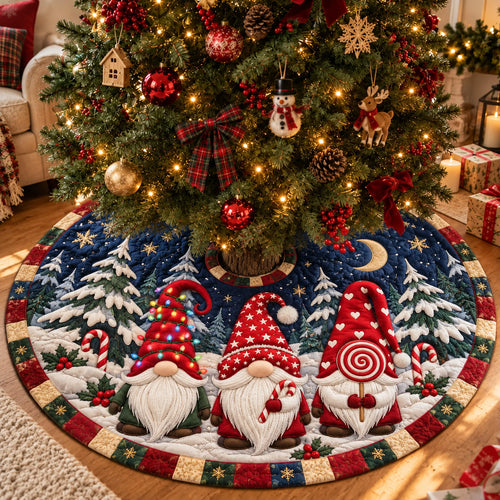 Christmas Gnome Candy Friends Quilted Tree Skirt GFTOHNL4133