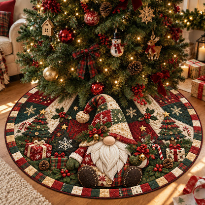 Patchwork Christmas Gnome Quilted Tree Skirt GFTOHNL4137
