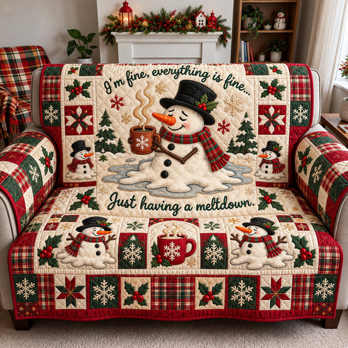 Christmas Snowman Meltdown Quilted Sofa Cover GFTOHNL4165