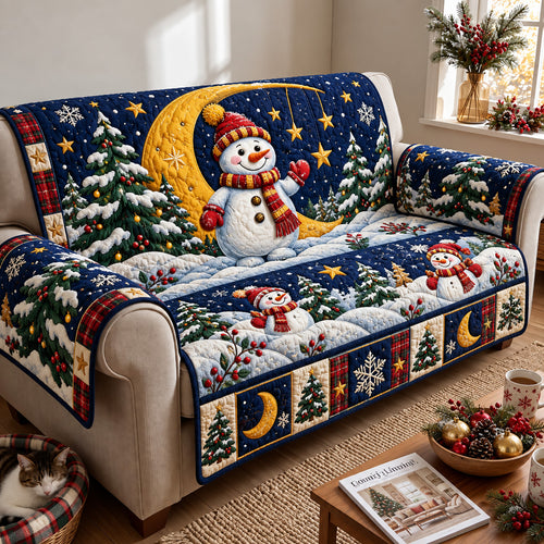 Snowman Moonlight Magic Quilted Sofa Cover GFTOHNL4166