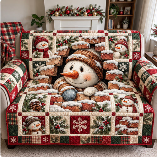 Snowman Chimney Surprise Quilted Sofa Cover GFTOHNL4170