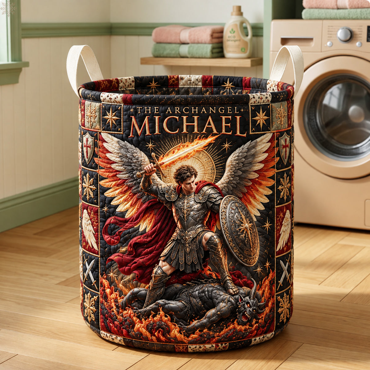 Saint Michael Sword Of Light Quilted Laundry Basket GFTOHNL4172