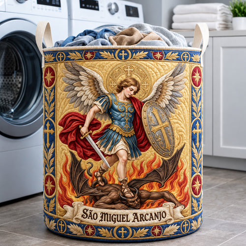 Saint Michael Defender Of Heaven Quilted Laundry Basket GFTOHNL4174