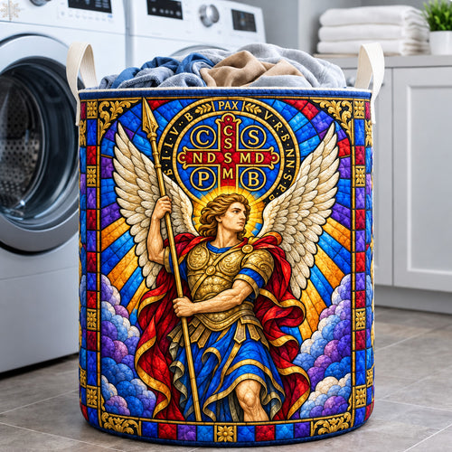 Saint Michael Divine Guardian Quilted Laundry Basket GFTOHNL4178