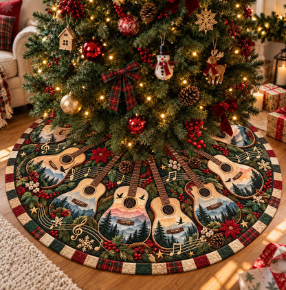 Christmas Guitar Forest Quilted Tree Skirt GFTOHNL4179