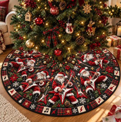 Santa Rock Christmas Quilted Tree Skirt GFTOHNL4182