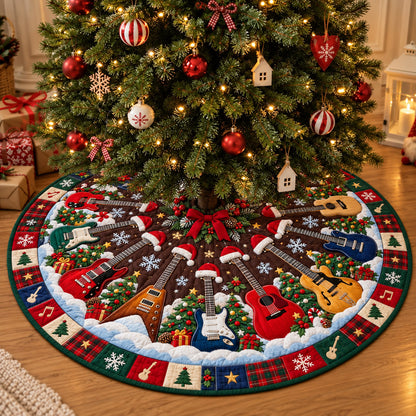 Christmas Guitar Wonderland Quilted Tree Skirt GFTOHNL4183