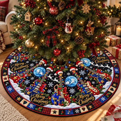 Rockin Christmas Night Quilted Tree Skirt GFTOHNL4184