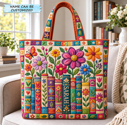 Blooming Books Quilted Tote Bag QTCUZ GFTOHNL4213