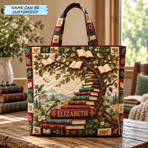 Book Tree Garden Quilted Tote Bag QTCUZ GFTOHNL4217