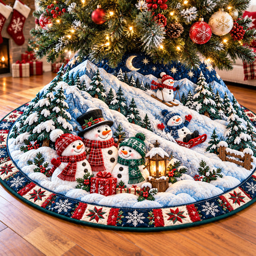 Snowman Mountain Adventure Quilted Tree Skirt GFTOHNL4229