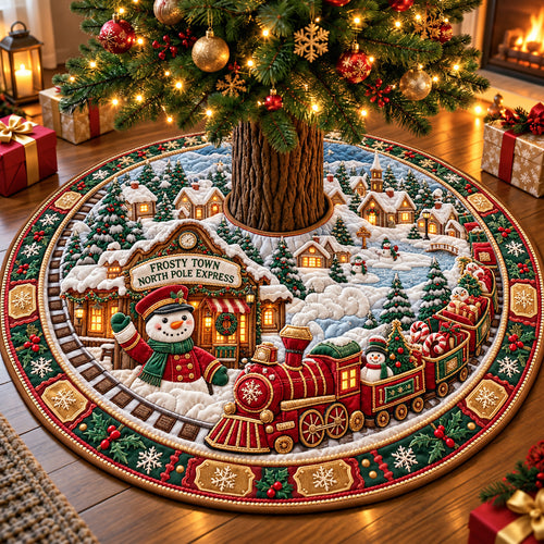 Snowman North Pole Express Quilted Tree Skirt GFTOHNL4230