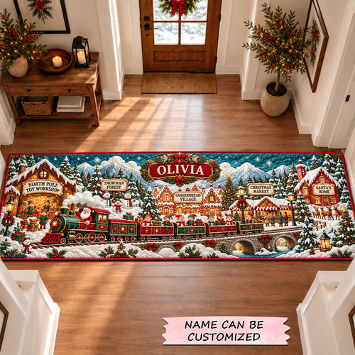 North Pole Christmas Village Runner Rug QTCUZ GFTOHNL4264