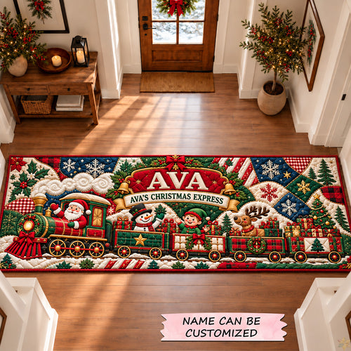 Santa Christmas Gift Train Runner Rug QTCUZ GFTOHNL4265