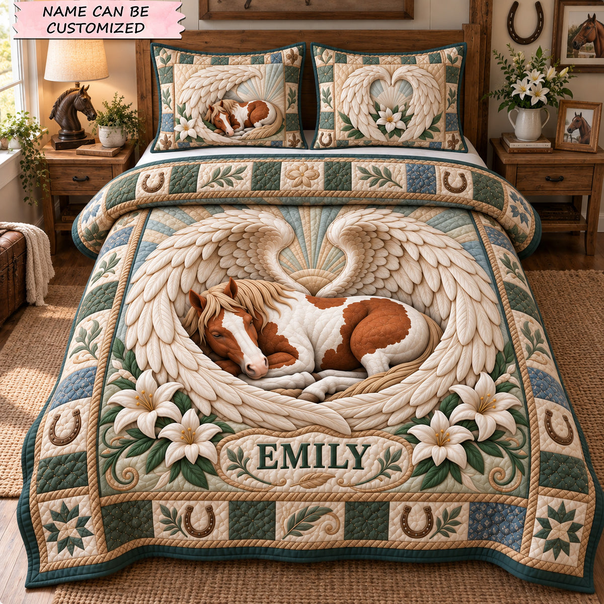 Angel Wings Of Protection 3-Piece Quilted Bedding Set QTCUZ GFTOHNL4267
