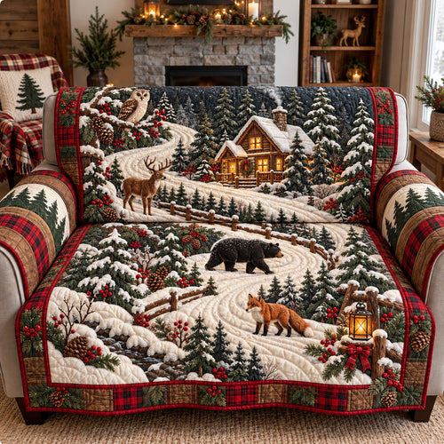 Woodland Wildlife Winter Retreat Quilted Sofa Cover GFTOHNL4274