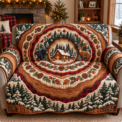Rustic Christmas Forest Escape Quilted Sofa Cover GFTOHNL4277