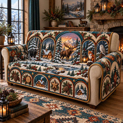 Magical Winter Woodland Windows Quilted Sofa Cover GFTOHNL4279