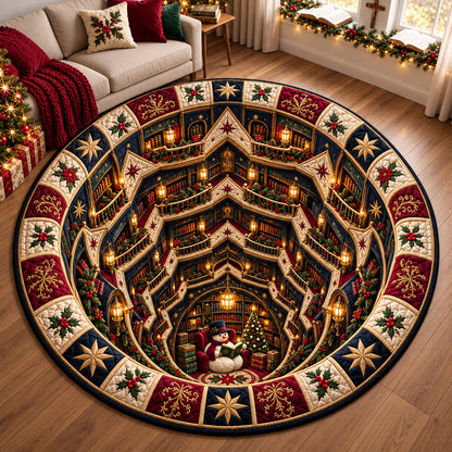 Christmas Star Library Quilted Round Mat GFTOHNL4307
