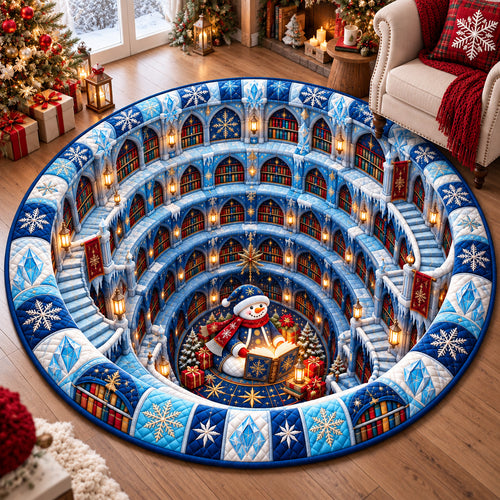 Winter Snowflake Library Quilted Round Mat GFTOHNL4308