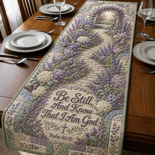 Lavender Faith Garden Quilted Table Runner GFTOHNL431