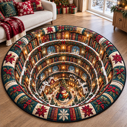 Snowman Winter Village Quilted Round Mat GFTOHNL4310