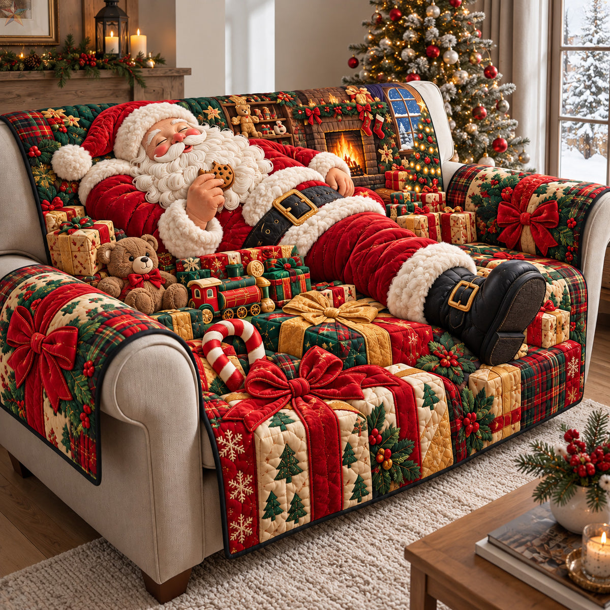 Santa Christmas Gift Dream Quilted Sofa Cover GFTOHNL4319