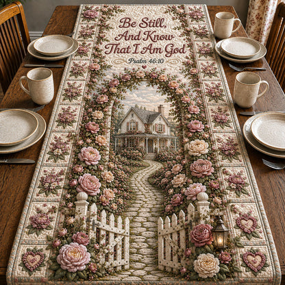 Be Still Rose Cottage Quilted Table Runner GFTOHNL432