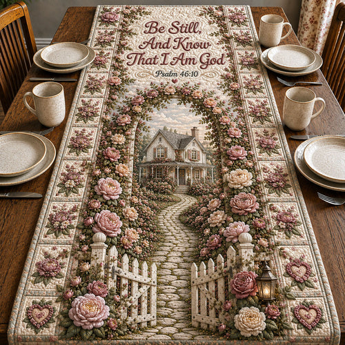 Be Still Rose Cottage Quilted Table Runner GFTOHNL432