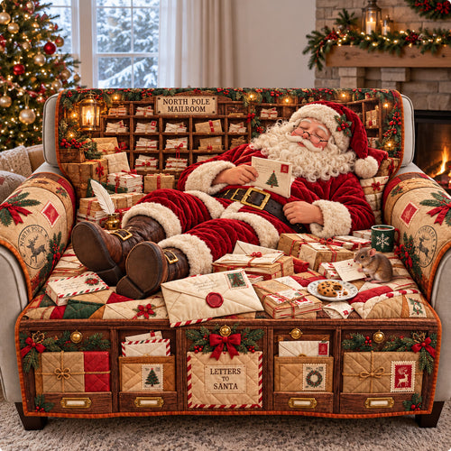 Santa North Pole Mailroom Quilted Sofa Cover GFTOHNL4322