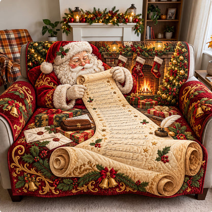 Santa Christmas Wish List Quilted Sofa Cover GFTOHNL4324