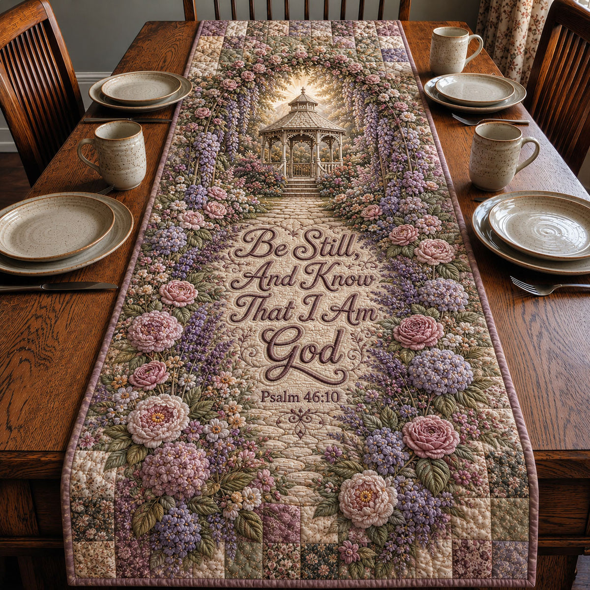 Be Still Garden Gazebo Quilted Table Runner GFTOHNL433