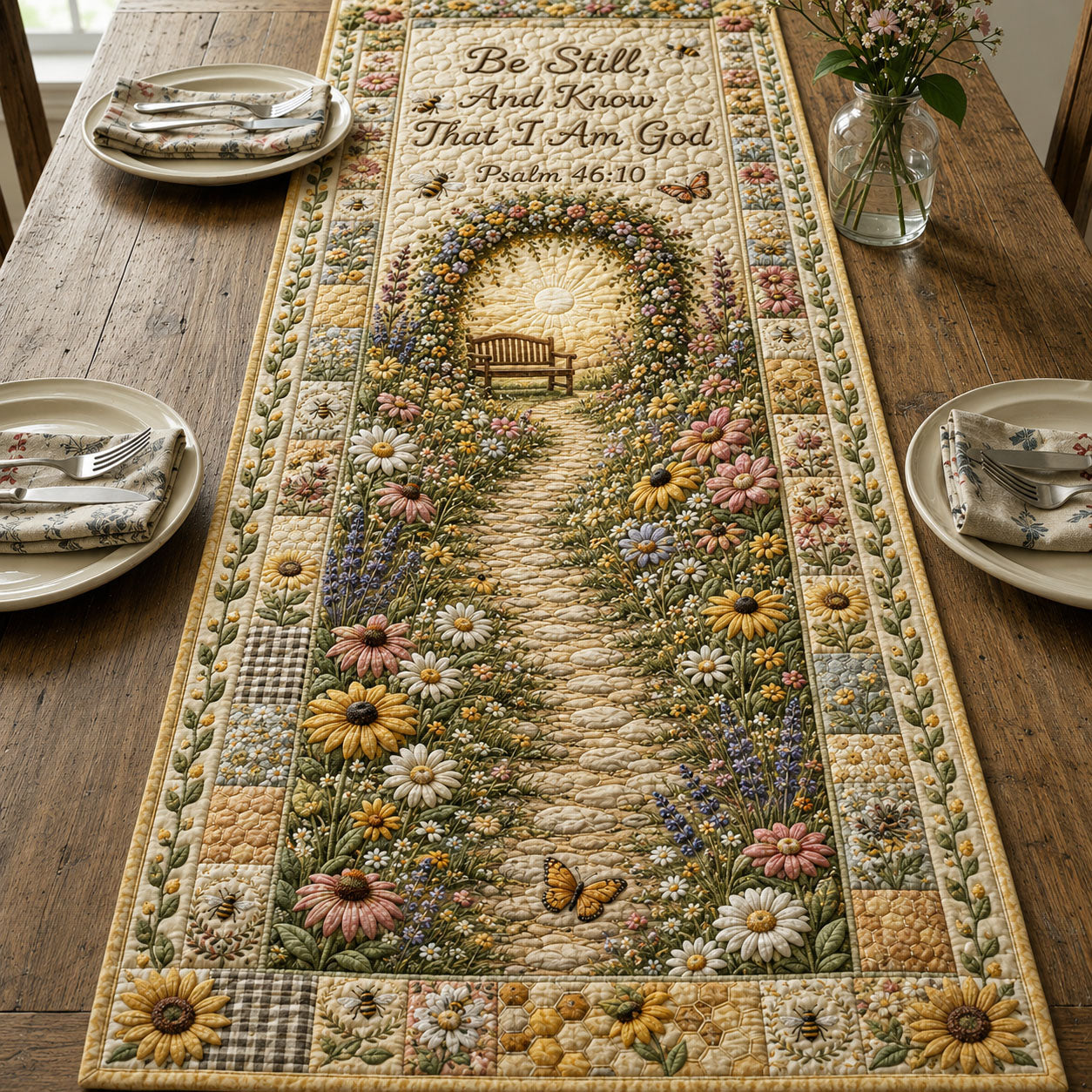 Be Still Wildflower Path Quilted Table Runner GFTOHNL435