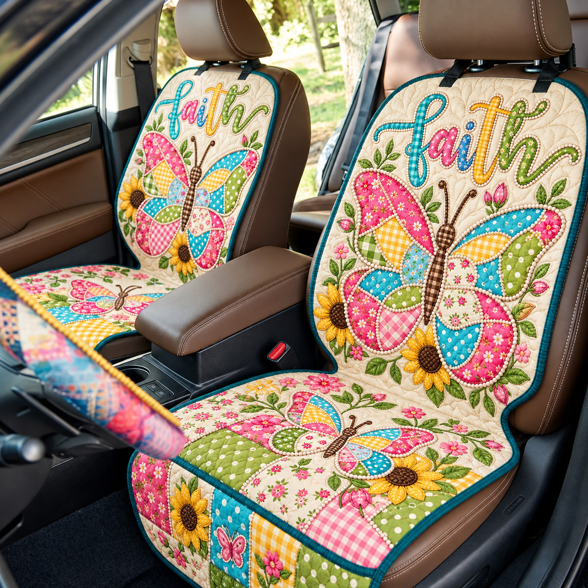 Faith Butterfly Garden Quilted Car Seat Protector GFTOHNL4355