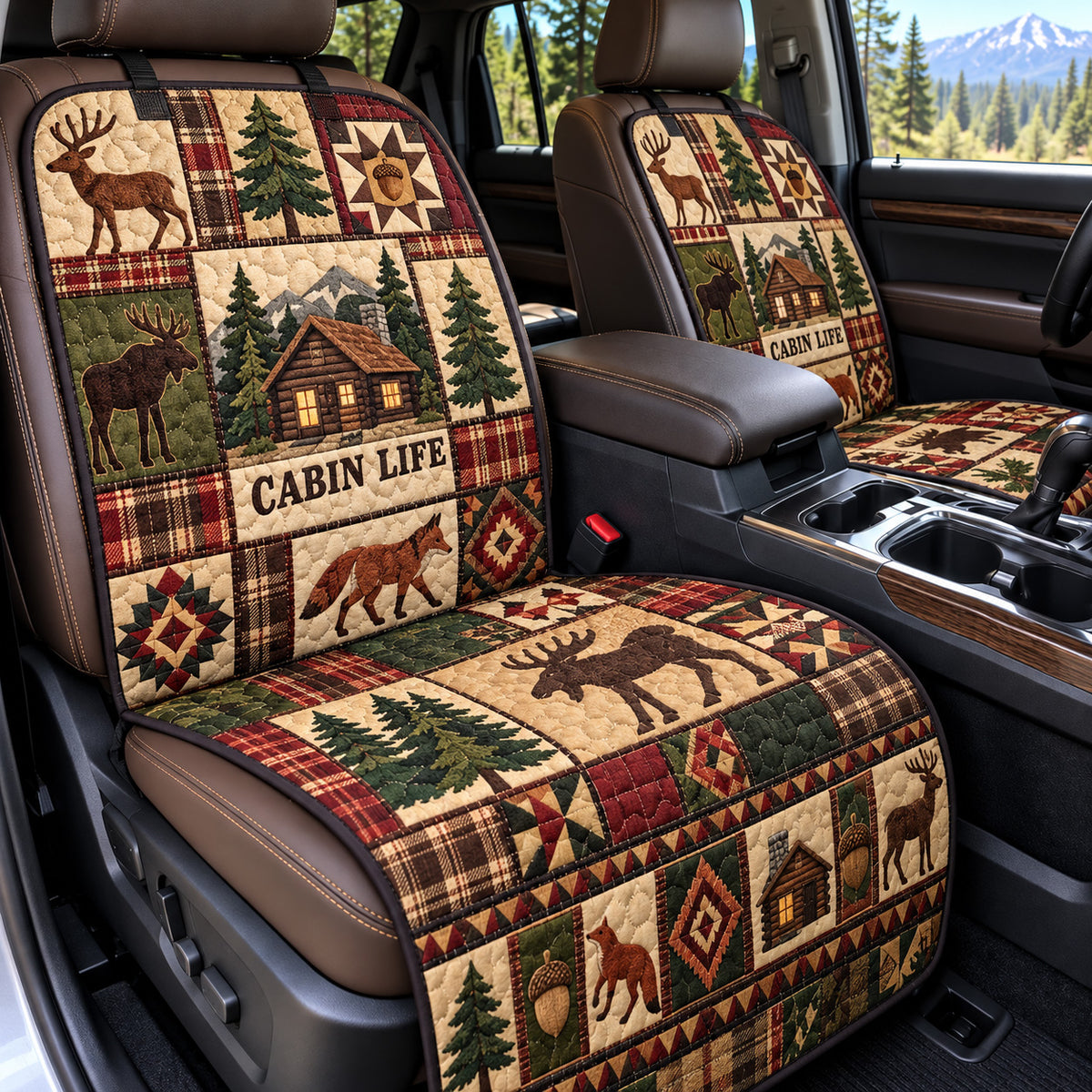 Woodland Cabin Life Quilted Car Seat Protector GFTOHNL4360