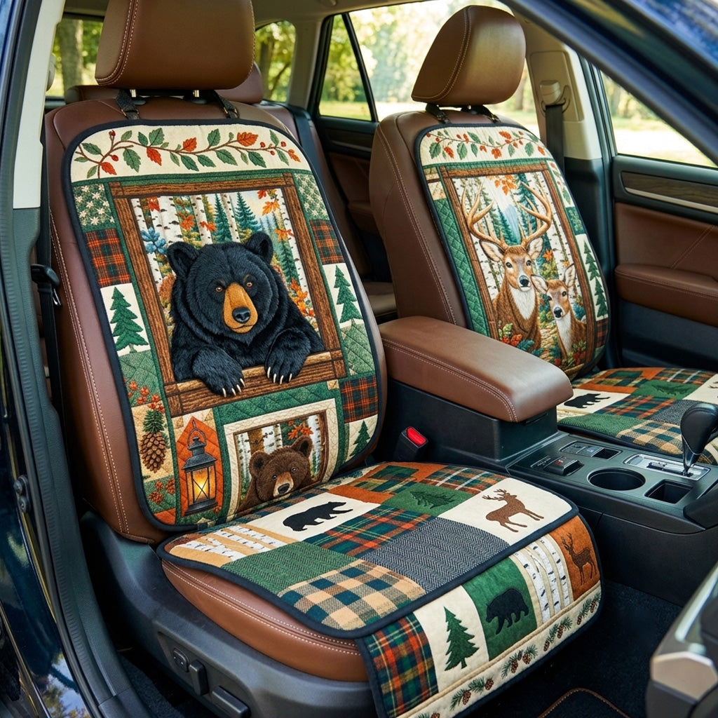 Woodland Bear And Deer Quilted Car Seat Protector GFTOHNL4363
