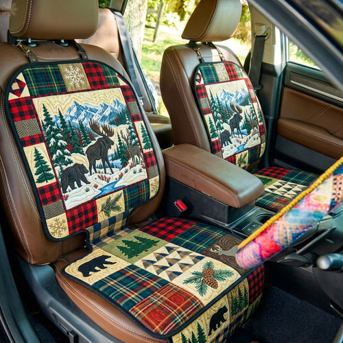 Winter Moose Forest Quilted Car Seat Protector GFTOHNL4364