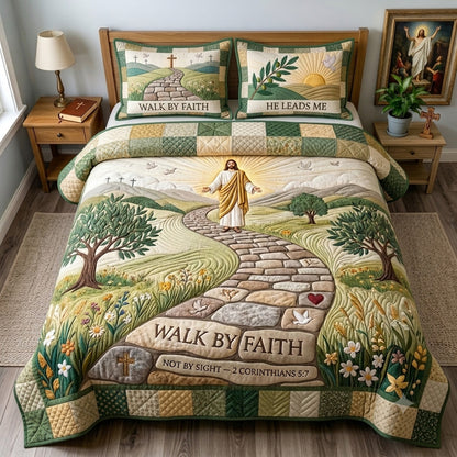 Walk By Faith 3-Piece Quilted Bedding Set GFTOHNL4368